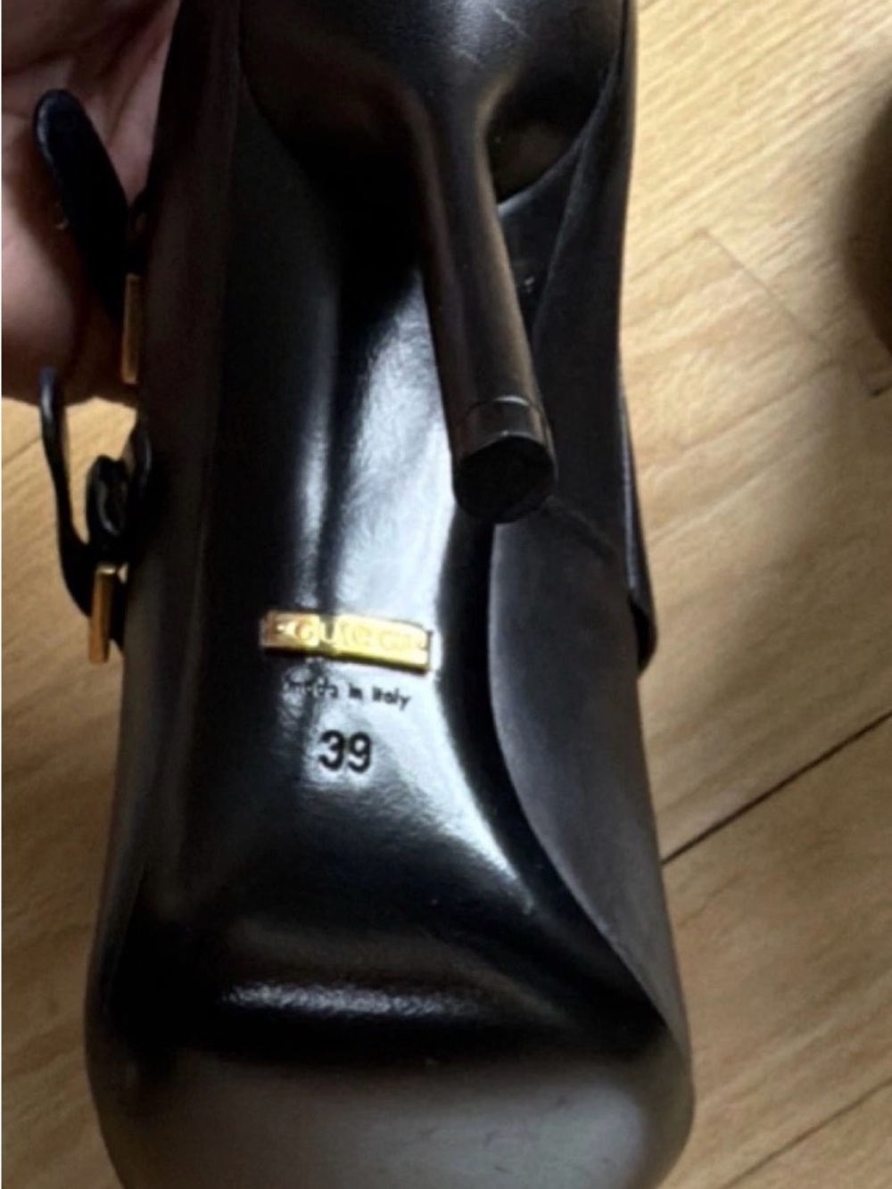 Gucci Black Leather Studded High-Heel Ankle Booties edgy, glam-rock - Picture 9 of 11